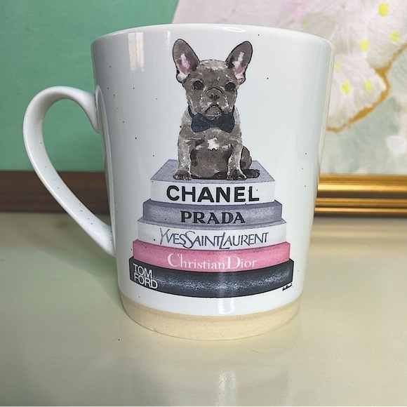 Luxury High Fashion French Bulldog Dog White and Pink Coffee Tea Mug - Picture 2 of 6
